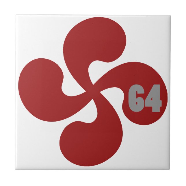 Croix basque rouge 64 Lauburu Kakelplatta (Framsidan)