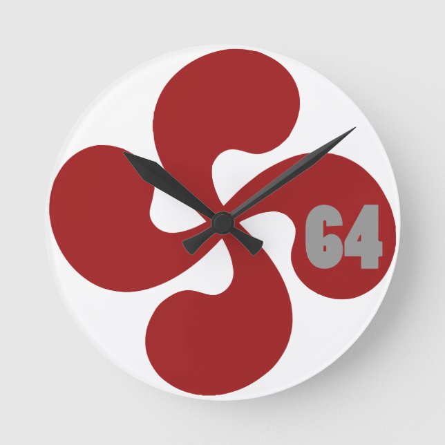 Croix basque rouge 64 Lauburu Rund Klocka (Framsida)