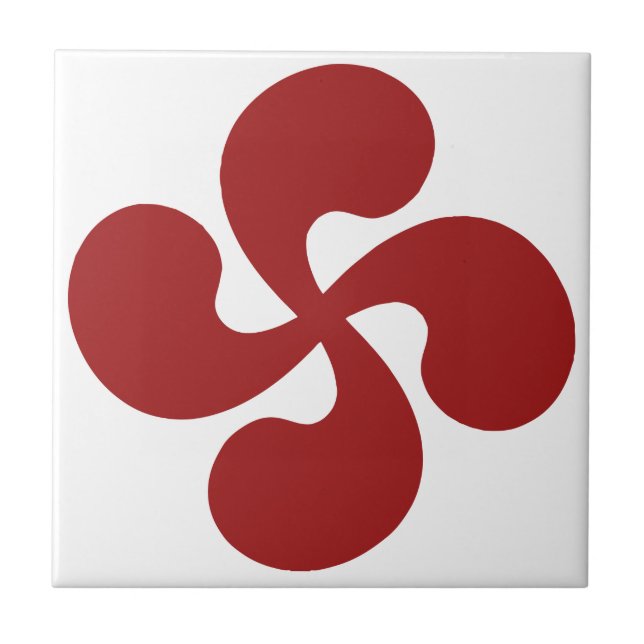Croix Basque Rouge Lauburu Kakelplatta (Framsidan)