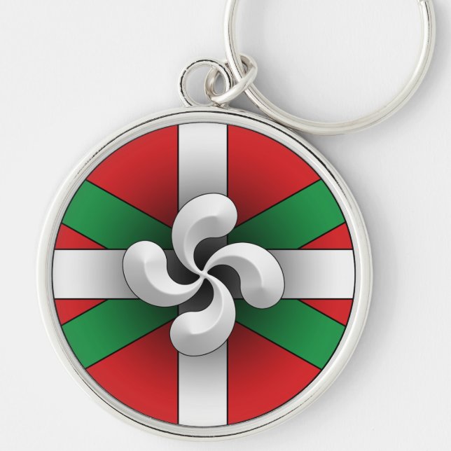 Croix Basque Rund Silverfärgad Nyckelring (Framsidan)