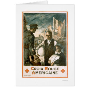 Croix Rouge Américain (amerikanRöda koret) Hälsningskort