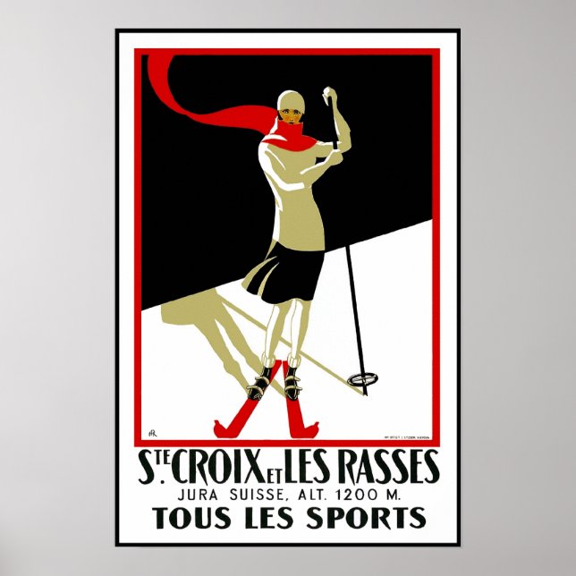 Croix Skiing av utskriftssteg för vintage affisch (Framsidan)