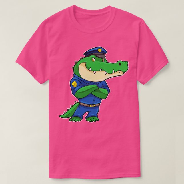 Crokodil som polistjänsteman med polisuniform t shirt (Design framsida)