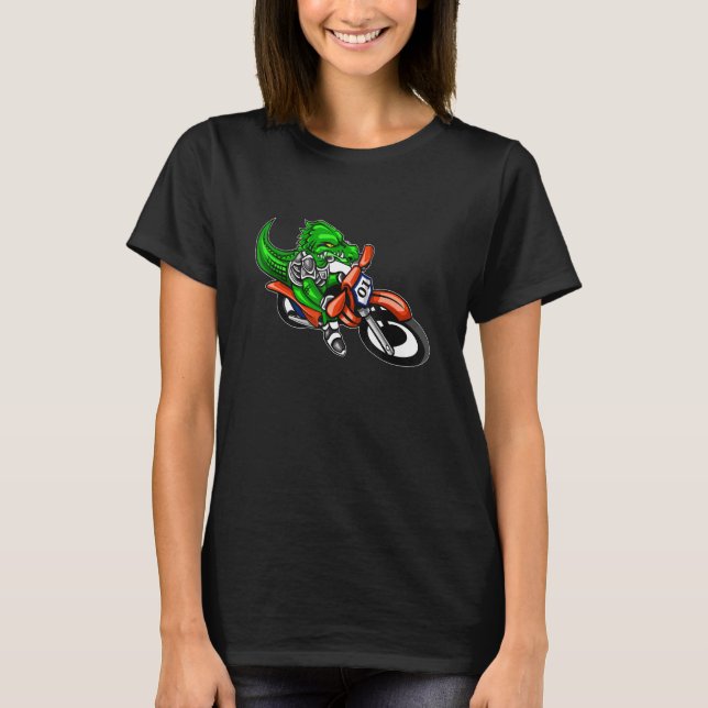 Crokodile Alligator Dirt Bike Motorcycle Biker mot T Shirt (Framsida)
