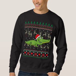 Crokodile Alligator jul Ornament Ugly Lång Ärmad Tröja