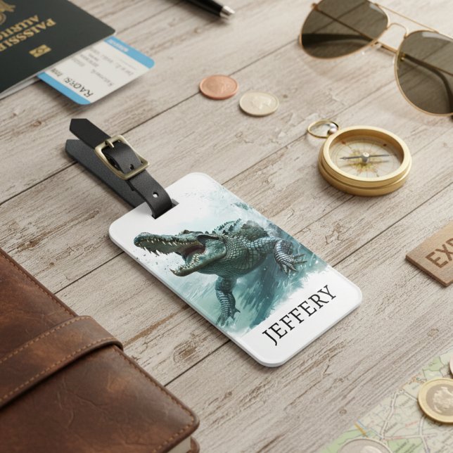 Crokodile Älskare Reptile Alligator Monogram Bagagebricka (Skapare uppladdad)