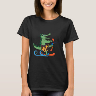 Crokodile Älskare Skiing Alligator Reptile Vatten  T Shirt