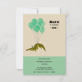 Crokodile Birthday Party med bild på baksidan Inbjudningar