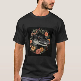 Crokodile Boho Flowers T Shirt