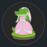 Crokodile Bride Veil Bröllop Runt Klistermärke<br><div class="desc">Crokodile Bride Veil Bröllop</div>