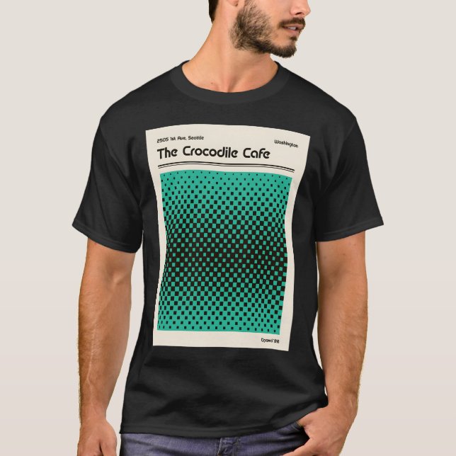 Crokodile Cafe Retro Art T Shirt (Framsida)