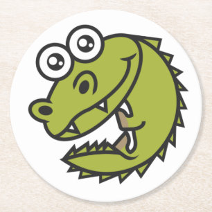 Crokodile Cute Baby Croc Underlägg Papper Rund