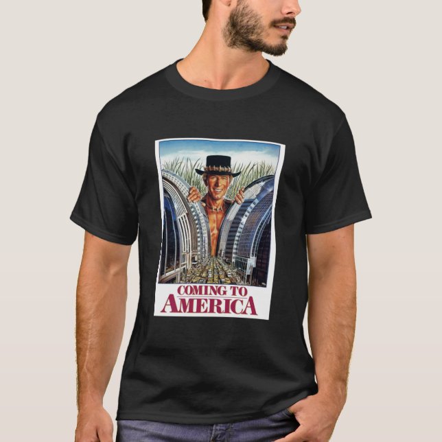 Crokodile Dundee x Kommer till Amerika  T Shirt (Framsida)