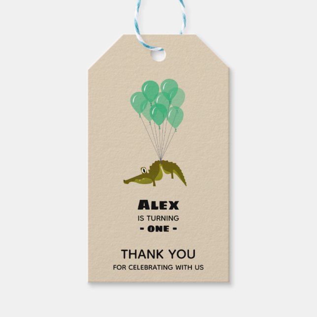 Crokodile Födelsedagsfest Tack Presentetikett (Framsidan)