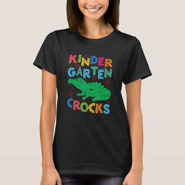 Crokodile Kindergarten Crocks Back to school Boys T Shirt (Framsida)