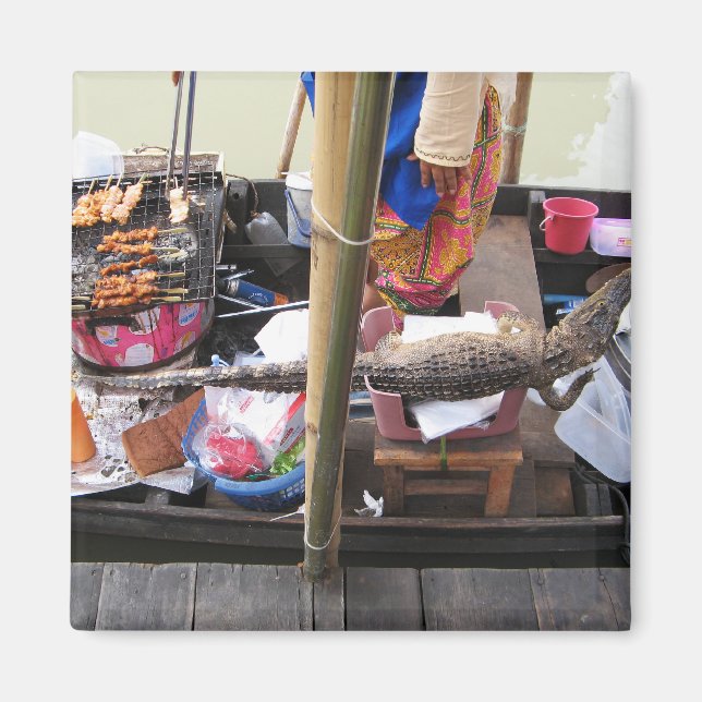 Crokodile Kött BBQ ... Thailand Street Food Magnet (Framsidan)