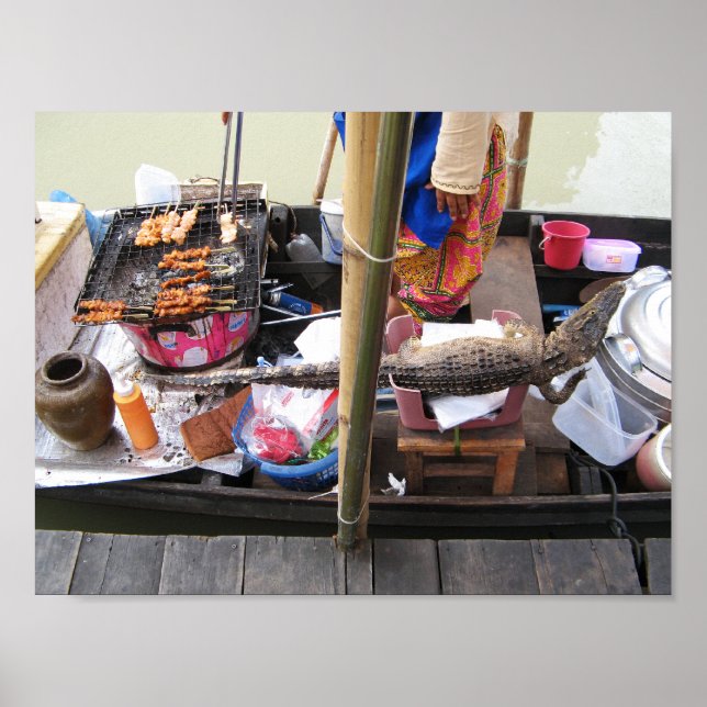 Crokodile Kött BBQ ... Thailand Street Food Poster (Framsidan)