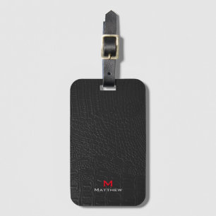 Crokodile Leather Struktur Red Brev Bagagebricka