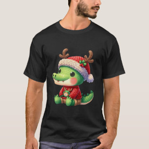 Crokodile Reindeer Hat jultomten Funny Croco T Shirt