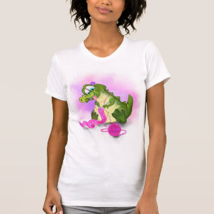 Crokodile Sticka Rosa Scarf T-Shirt Roligt - Måla