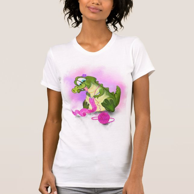 Crokodile Sticka Rosa Scarf T-Shirt Roligt - Måla (Framsida)