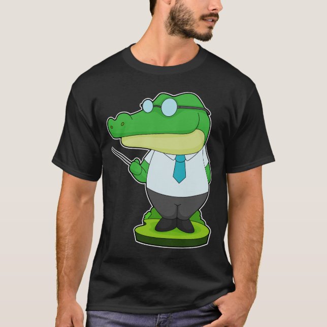 Crokodile Teacher Pointer T Shirt (Framsida)