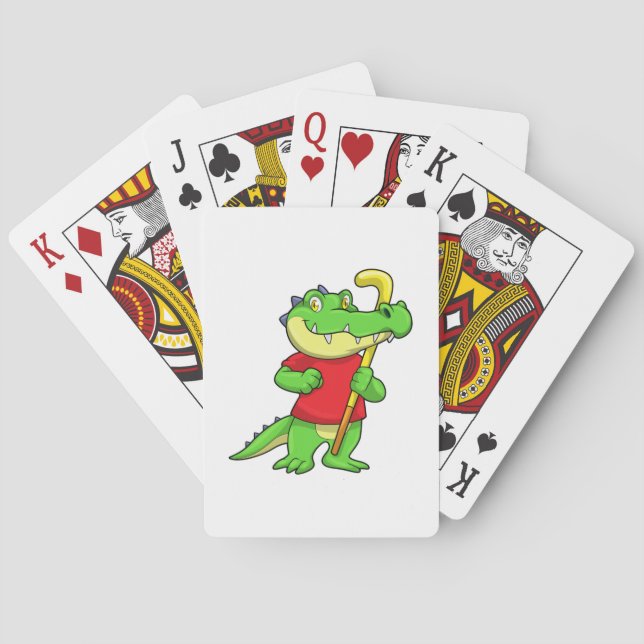 Crokodile vid Fält hockey med Stick Casinokort (Baksidan)