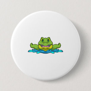 Crokodile vid Swimming i Vatten Knapp