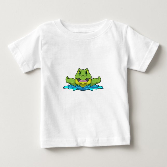 Crokodile vid Swimming i Vatten T Shirt (Framsida)