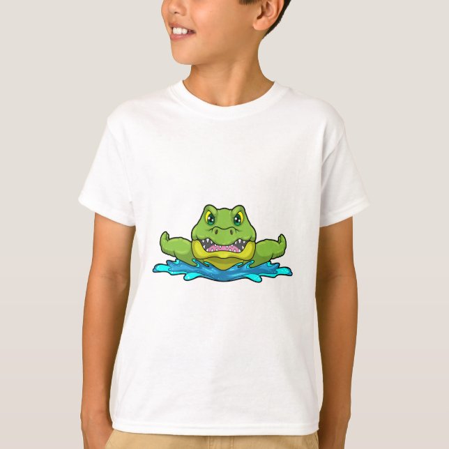 Crokodile vid Swimming i Vatten T Shirt (Framsida)