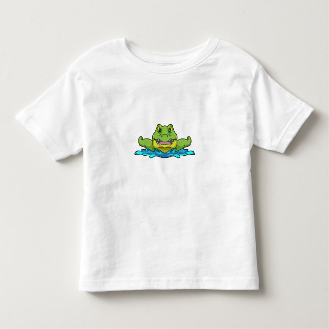 Crokodile vid Swimming i Vatten T Shirt (Framsida)