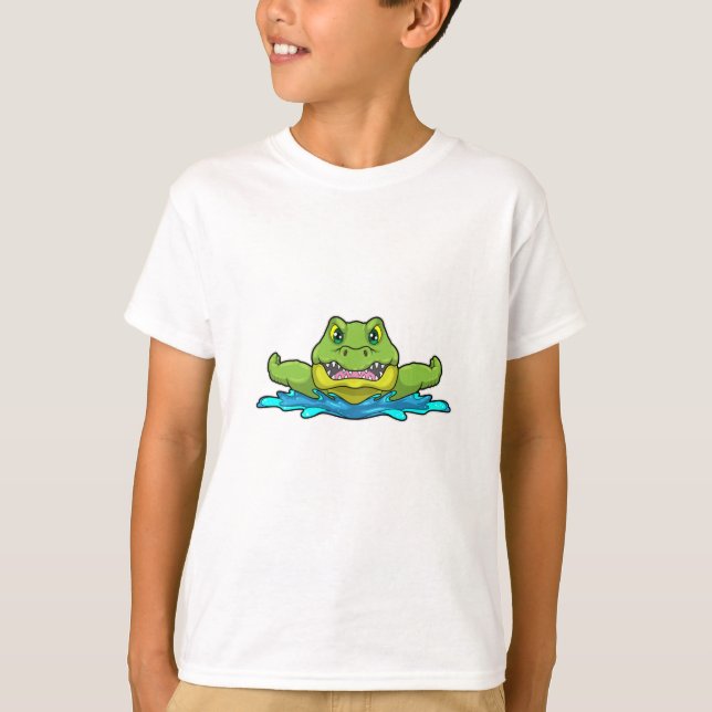 Crokodile vid Swimming i Vatten T Shirt (Framsida)
