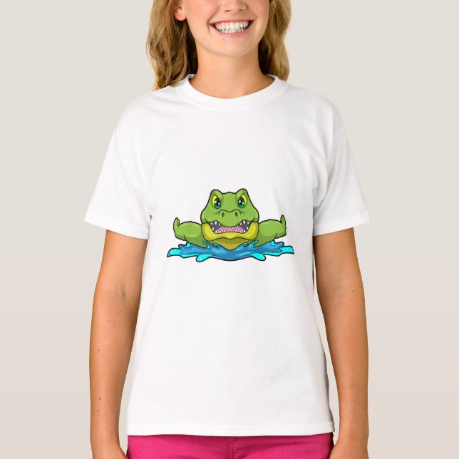 Crokodile vid Swimming i Vatten T Shirt (Framsida)