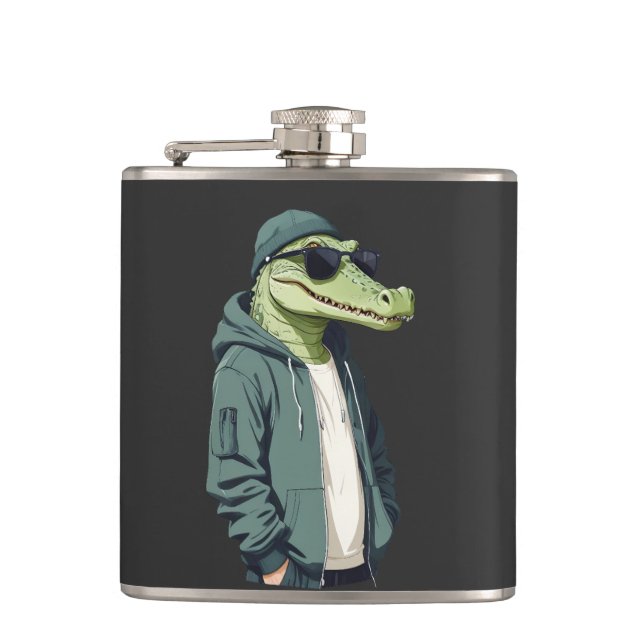 Crokodile Wearing Hoodie Funny Coola Animal Vector Fickplunta (Framsidan)