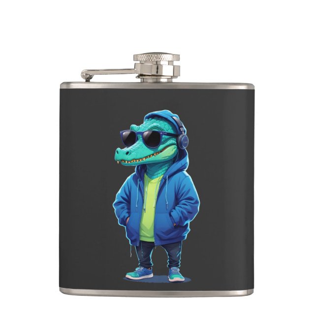 Crokodile Wearing Hoodie Funny Coola Animal Vector Fickplunta (Framsidan)