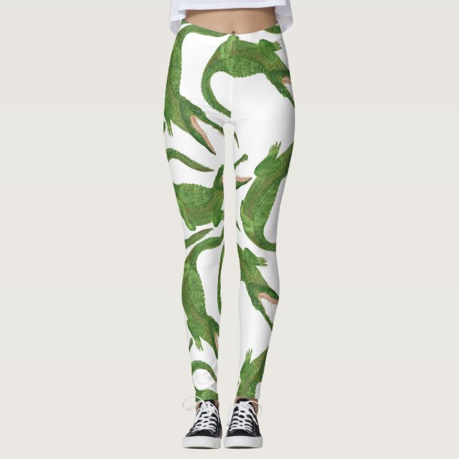 Crokodile White Watercolor Array Leggings (Framsida)