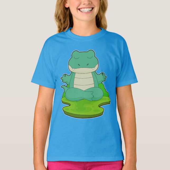 Crokodile Yoga Fitness Meditation T Shirt (Framsida)