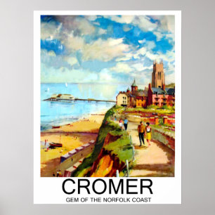 Cromer, pärla vid Norfolk-kusten, England, resa Poster