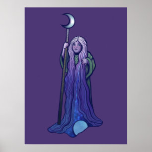 Crone Måne Goddess Pagan Art Wiccan Poster