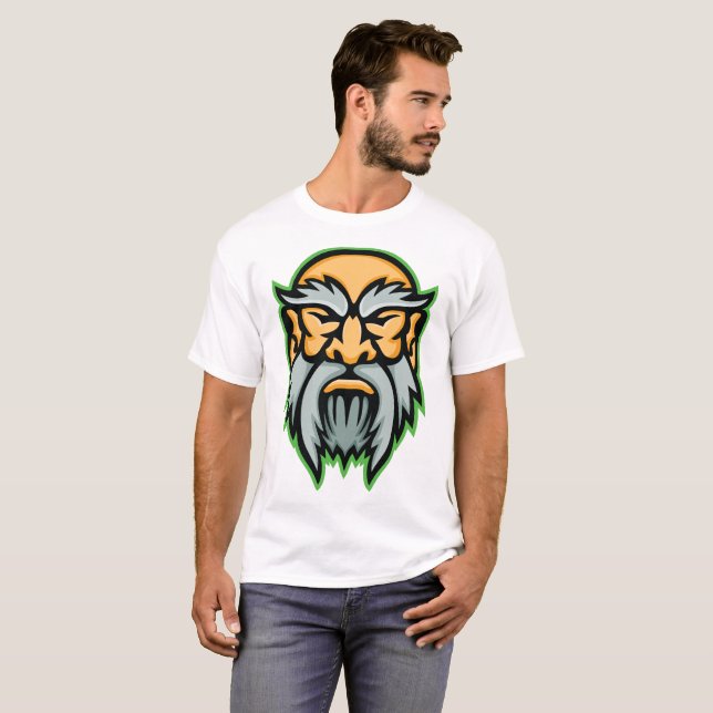 Cronos Grekiska Gud Grått Beard T-Shirt (Hel framsida)