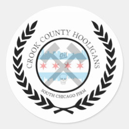 Crook County Hooligans Round Sticker Runt Klistermärke