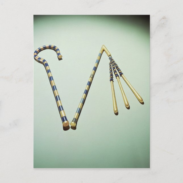 Crook och flail från Grav i Tutankhamun Vykort (Framsida)