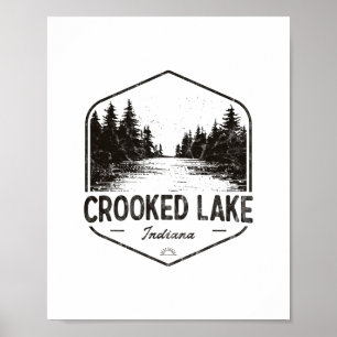 Crooked Lake Indiana Utomhus Vintage 2 Poster