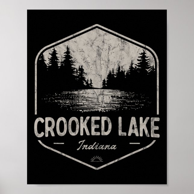 Crooked Lake Indiana Utomhus Vintage  Poster (Framsidan)