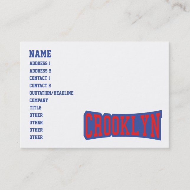 CROOKLYN, NYC VISITKORT (Framsida)