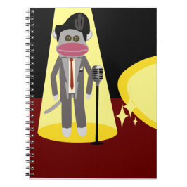 Crooner Roligt Fifties Retro Singer Sock monkey Anteckningsbok Med Spiral