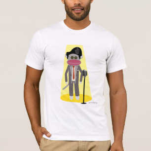 Crooner Sock monkey Cute Retro Singer Tecknad Tee