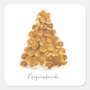 Croquembouche vattenfärg fyrkantigt klistermärke