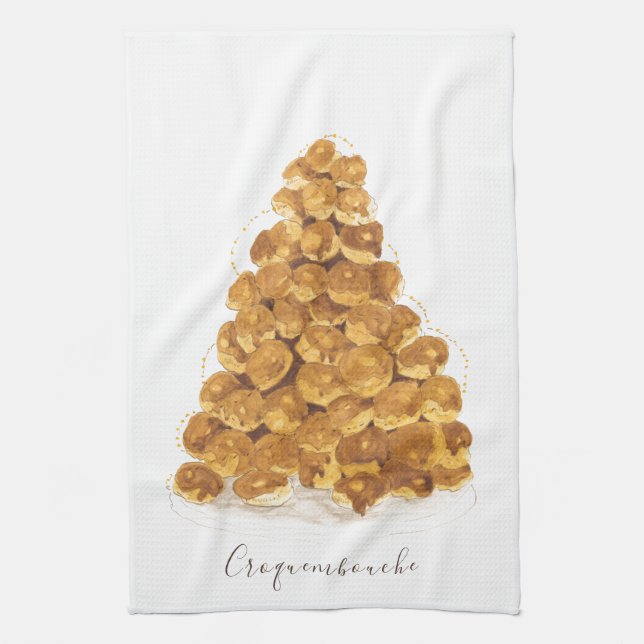 Croquembouche vattenfärg kökshandduk (Vertikal)