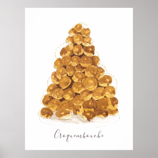 Croquembouche vattenfärg poster (Framsidan)